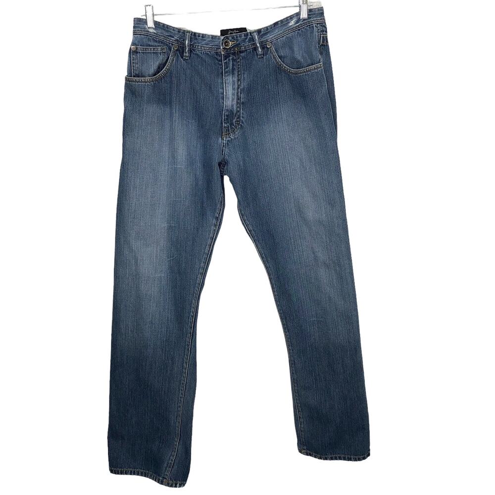 Sean John Straight Leg Blue Dark Wash Loose Fit Men's  Jeans 34 X 33